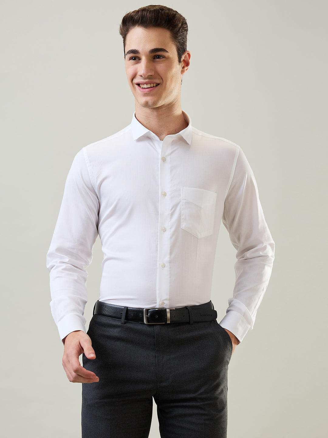 White Solid Formal Shirt