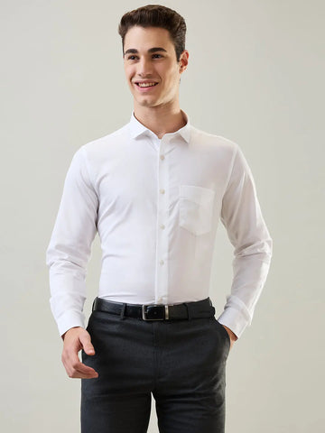 White Solid Formal Shirt Tim Paris