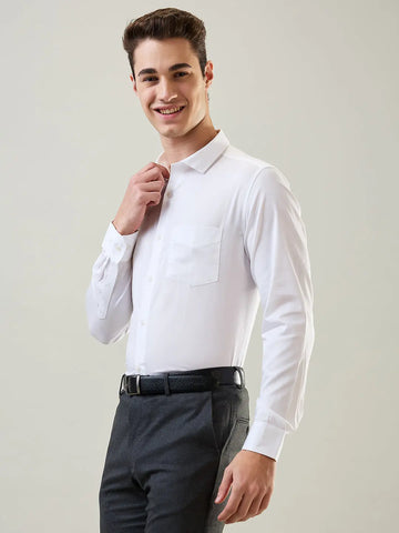 White Solid Formal Shirt Tim Paris