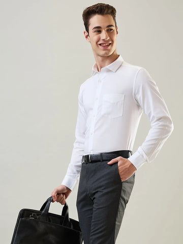 White Solid Formal Shirt Tim Paris