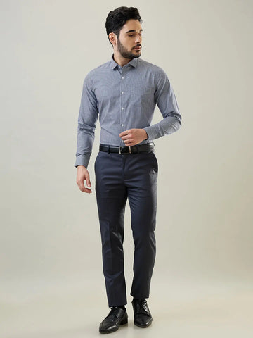 Navy Checked Formal Shirt Tim Paris