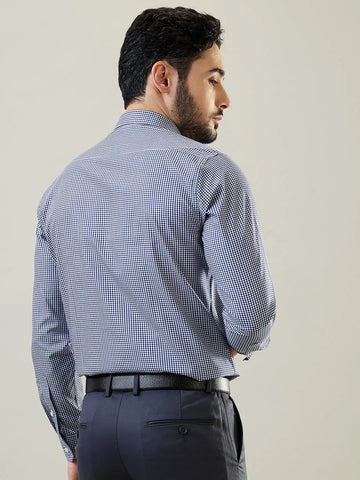 Navy Checked Formal Shirt Tim Paris