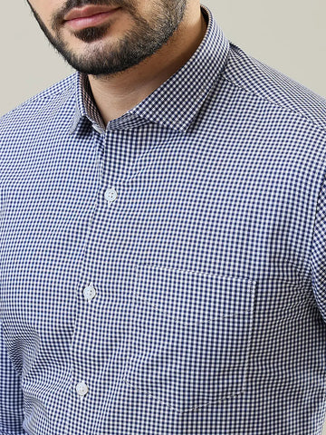 Navy Checked Formal Shirt Tim Paris
