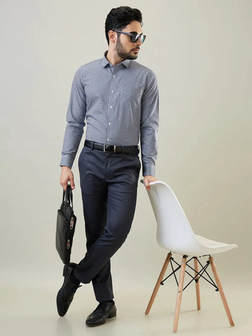 Navy Checked Formal Shirt Tim Paris