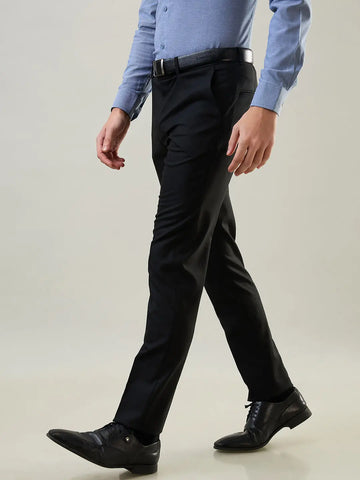Tim Paris Formal Pant - Black Woven Solid Pant Tim Paris