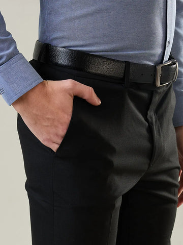 Tim Paris Formal Pant - Black Woven Solid Pant Tim Paris