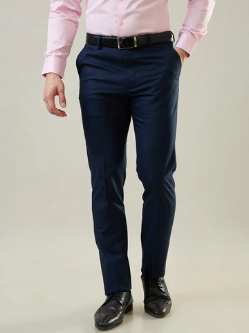 Navy Blue Slim Fit Formal Trouser Tim Paris