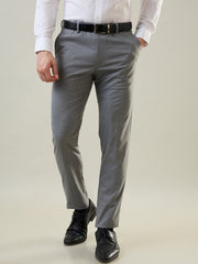 Grey Solid Slim Fit Formal Pant