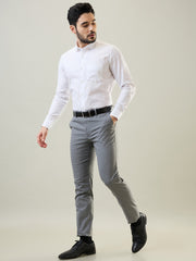 Grey Solid Slim Fit Formal Pant