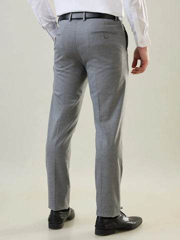 Grey Solid Slim Fit Formal Pant TIM PARIS
