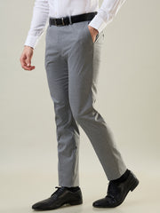 Grey Solid Slim Fit Formal Pant