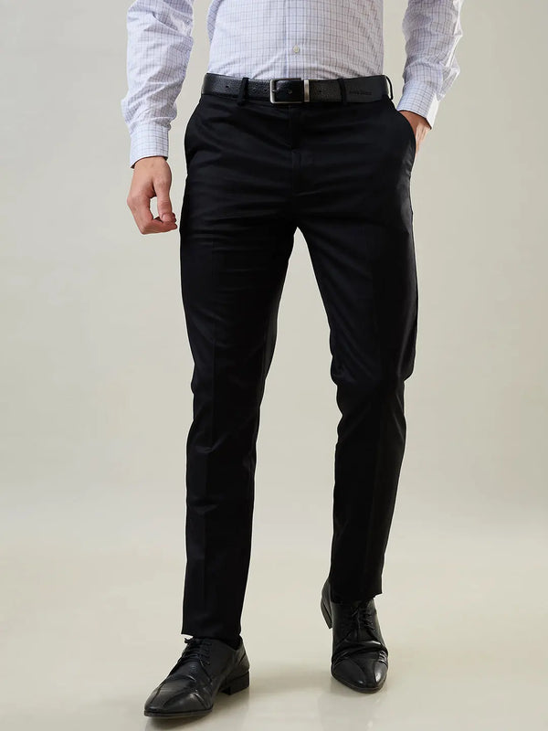 Black Slim Fit Formal Pant Tim Paris