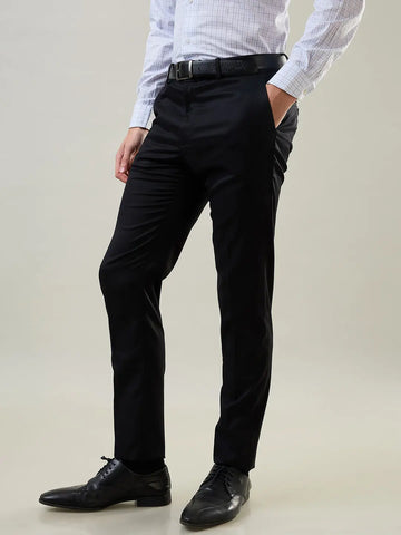 Black Slim Fit Formal Pant Tim Paris