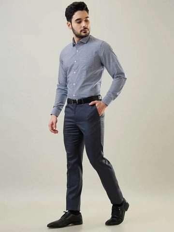 Dark Grey Slim Fit Formal Pant Tim Paris