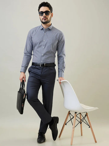 Dark Grey Slim Fit Formal Pant Tim Paris
