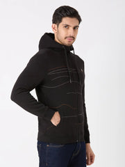 Black Regular Fit Zipper Hoodie TIM PARIS