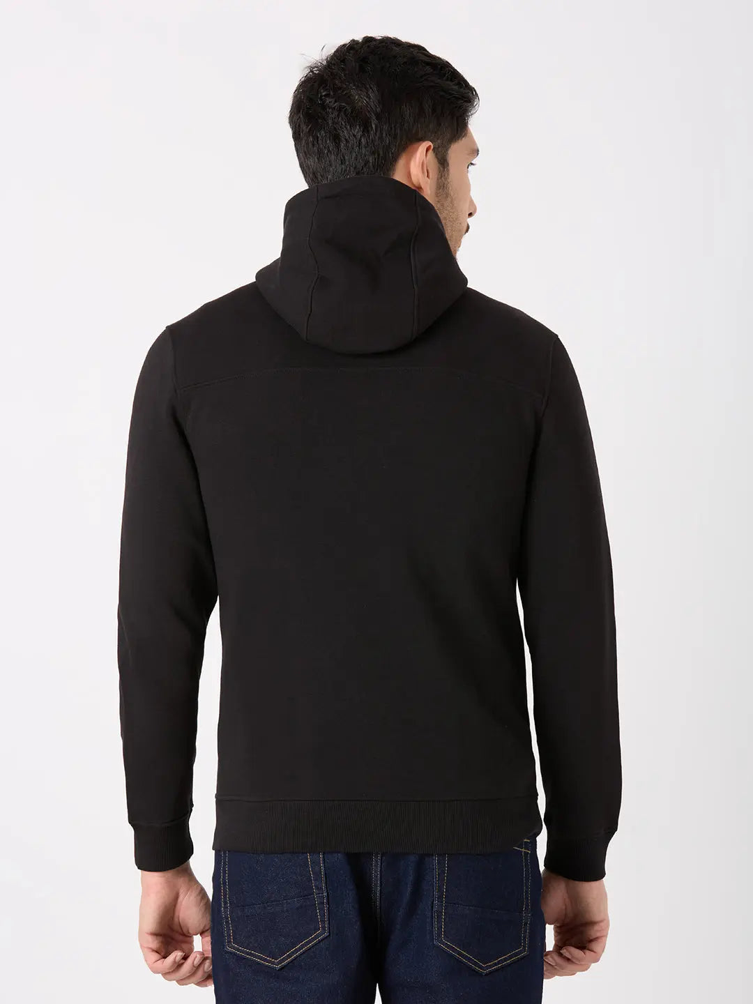 Black Regular Fit Zipper Hoodie TIM PARIS