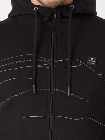 Black Regular Fit Zipper Hoodie TIM PARIS