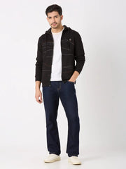 Black Regular Fit Zipper Hoodie TIM PARIS