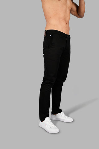 Black Slim Tapered Fit Chinos Tim Paris