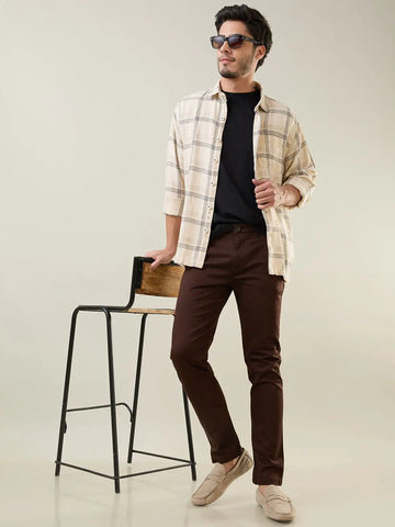 Brown Slim Fit Chinos Tim Paris