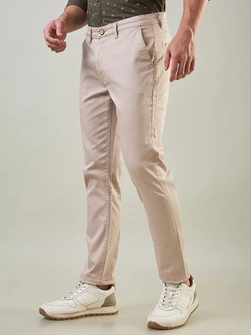 Cream Slim Tapered Fit Chinos Tim Paris