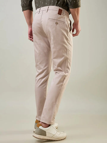 Cream Slim Tapered Fit Chinos Tim Paris