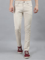 Cream Slim Fit Stretch Chinos