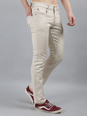 Cream Slim Fit Stretch Chinos
