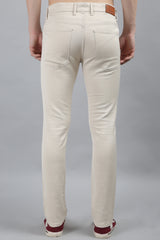 Cream Slim Fit Stretch Chinos