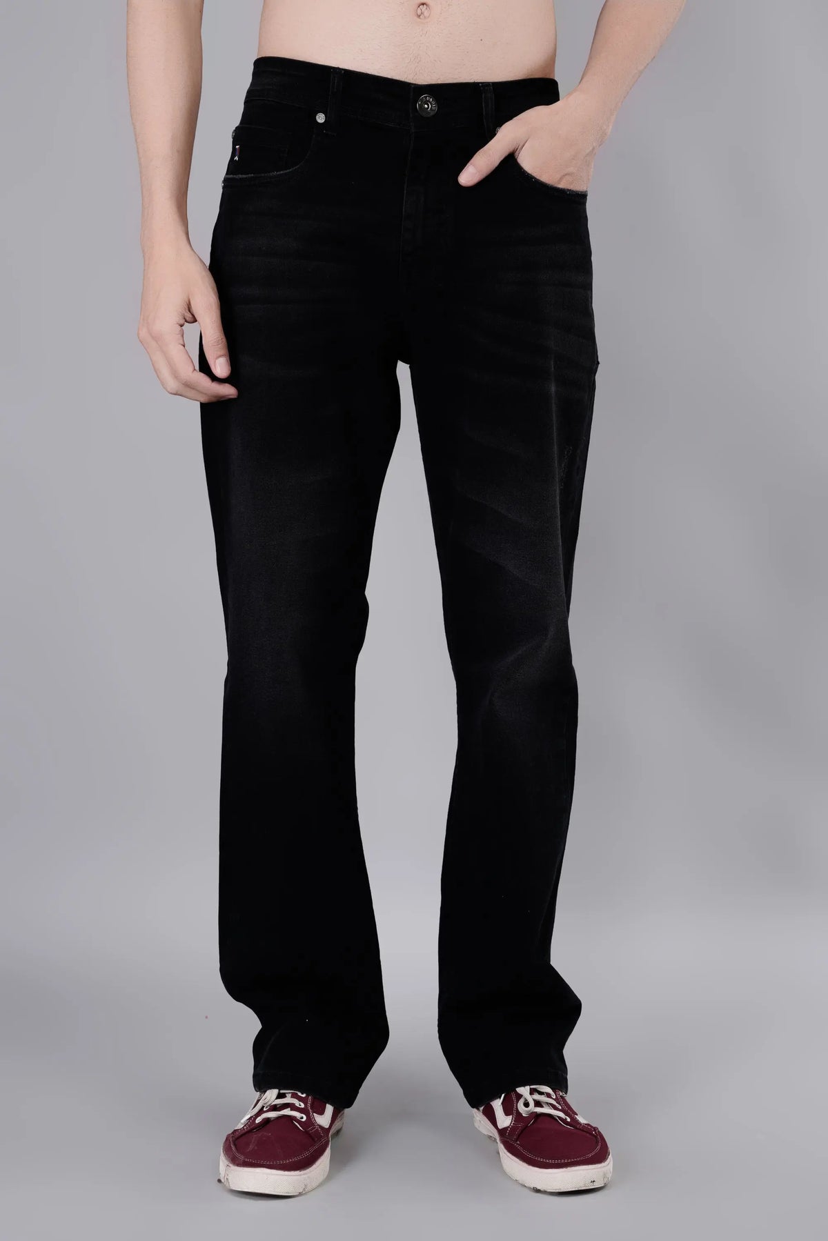 Charcoal Straight Fit Stretch Jeans Tim Paris