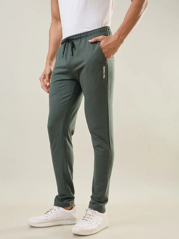 Olive Green Regular Fit Lounge Pants Tim Paris