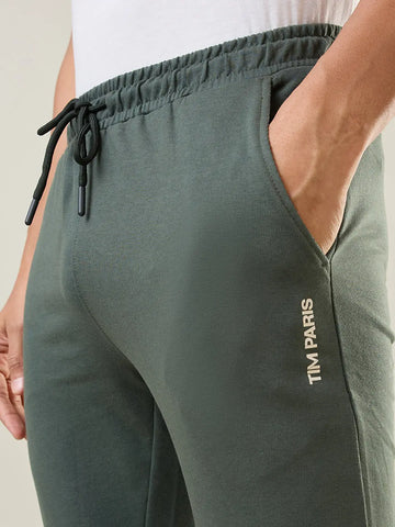 Olive Green Regular Fit Lounge Pants Tim Paris