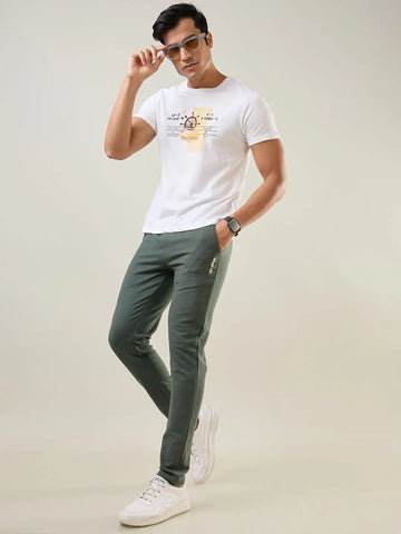 Olive Green Regular Fit Lounge Pants Tim Paris