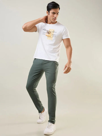 Olive Green Regular Fit Lounge Pants Tim Paris