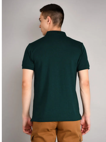Bottle Green Solid Regular Fit T-Shirt TIM PARIS