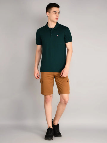 Bottle Green Solid Regular Fit T-Shirt TIM PARIS