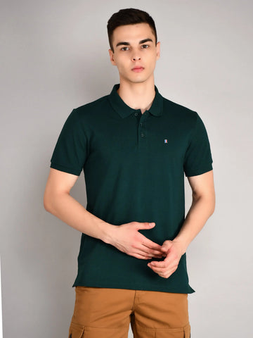 Bottle Green Solid Regular Fit T-Shirt TIM PARIS