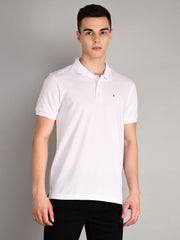 White Polo Neck Solid T Shirt
