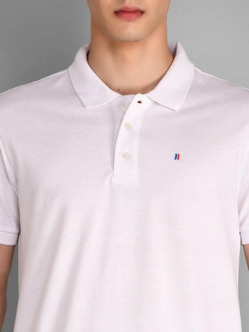 White Polo Neck Solid T Shirt TIM PARIS