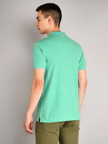 Green Polo Neck Solid T-Shirt TIM PARIS