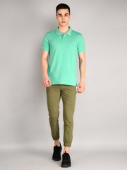 Green Polo Neck Solid T-Shirt