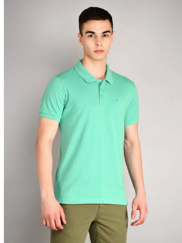 Green Polo Neck Solid T-Shirt TIM PARIS