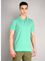 Green Polo Neck Solid T-Shirt