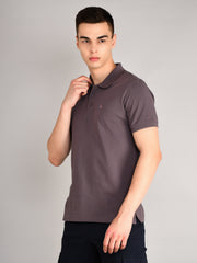 Grey Solid Polo T-Shirt