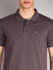 Grey Solid Polo T-Shirt