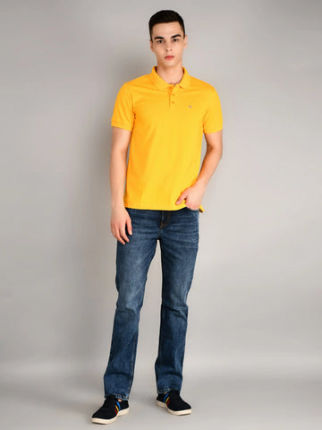 Lemon Yellow Solid Polo Tshirt Tim Paris