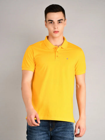 Lemon Yellow Solid Polo Tshirt Tim Paris