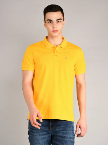 Lemon Yellow Solid Polo Tshirt Tim Paris