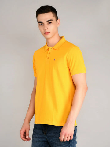 Lemon Yellow Solid Polo Tshirt Tim Paris